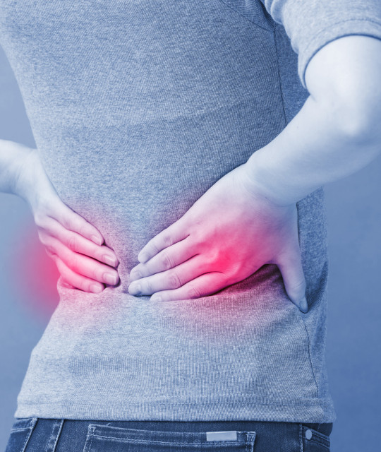 woman with kidney disease on the blue background